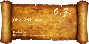 Ohr Zágon névjegykártya